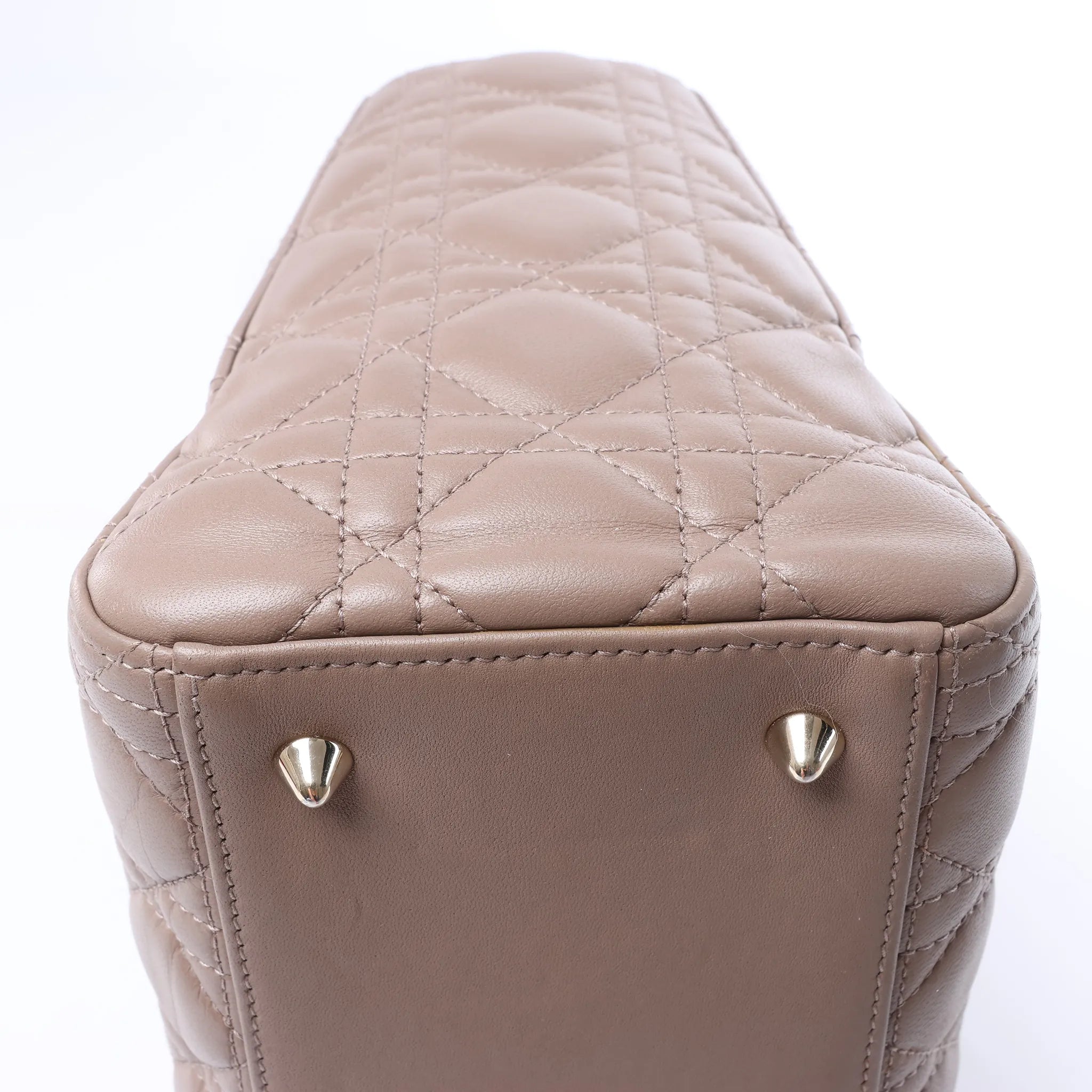 Dior Lady Dior Medium Cannage Leather 2Way Handbag in Beige