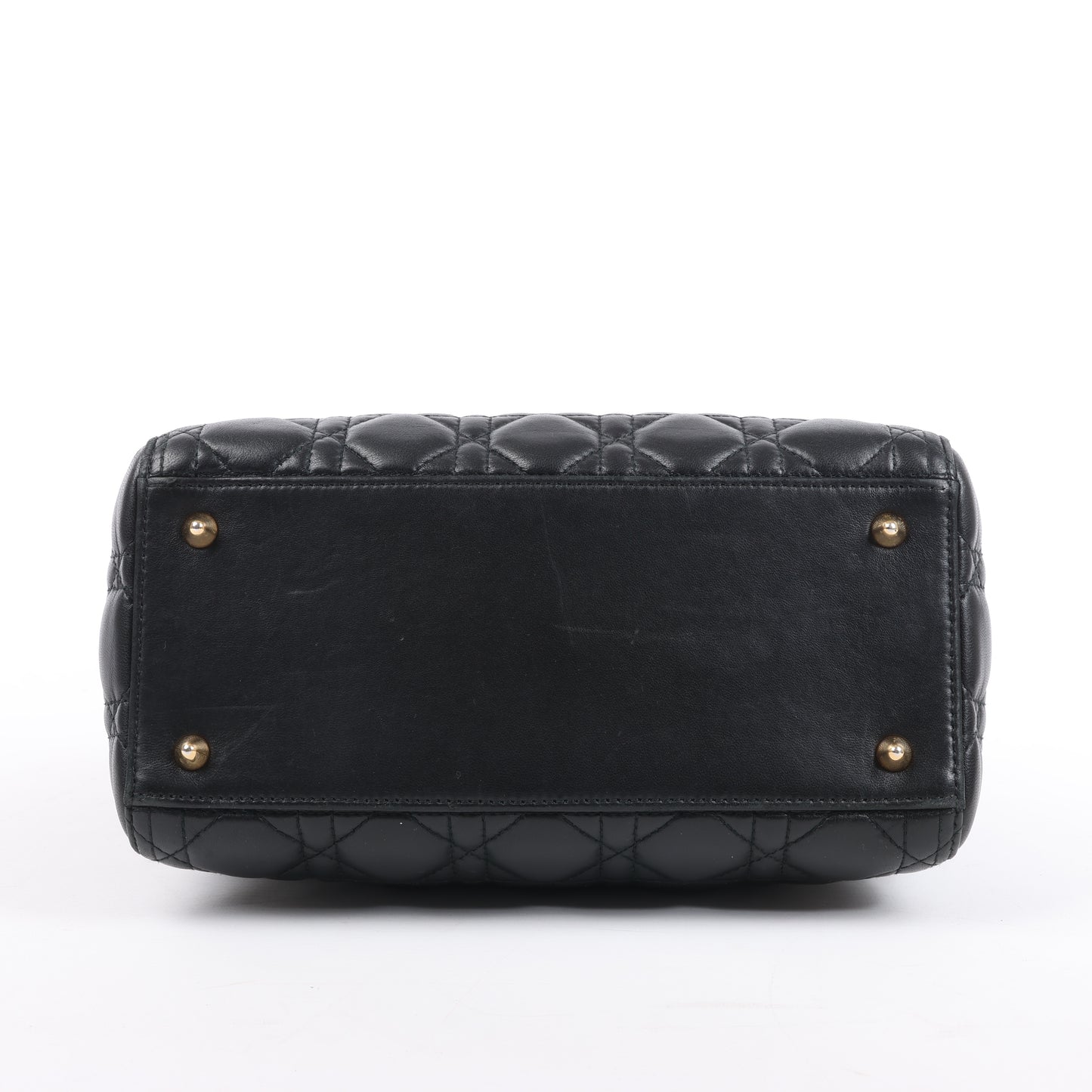 Sac à main Christian Dior Lady Dior Cannage en cuir noir, taille moyenne, 2 voies