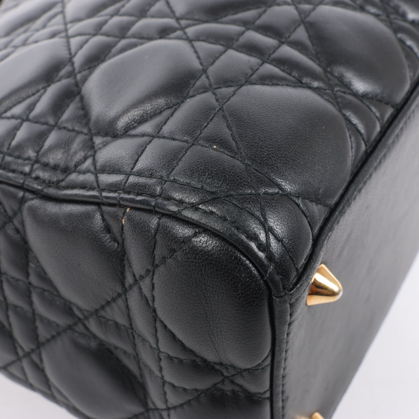 Sac à main Christian Dior Lady Dior Cannage en cuir noir, taille moyenne, 2 voies