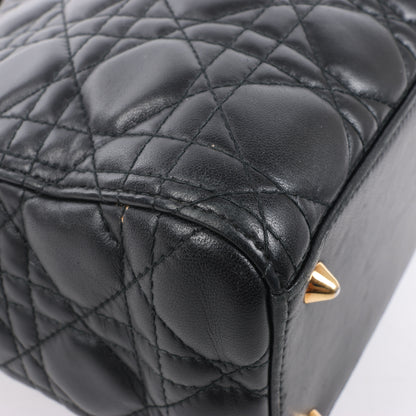 Sac à main Christian Dior Lady Dior Cannage en cuir noir, taille moyenne, 2 voies
