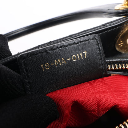 Sac à main Christian Dior Lady Dior Cannage en cuir noir, taille moyenne, 2 voies