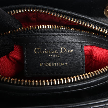 Sac à main Christian Dior Lady Dior Cannage en cuir noir, taille moyenne, 2 voies