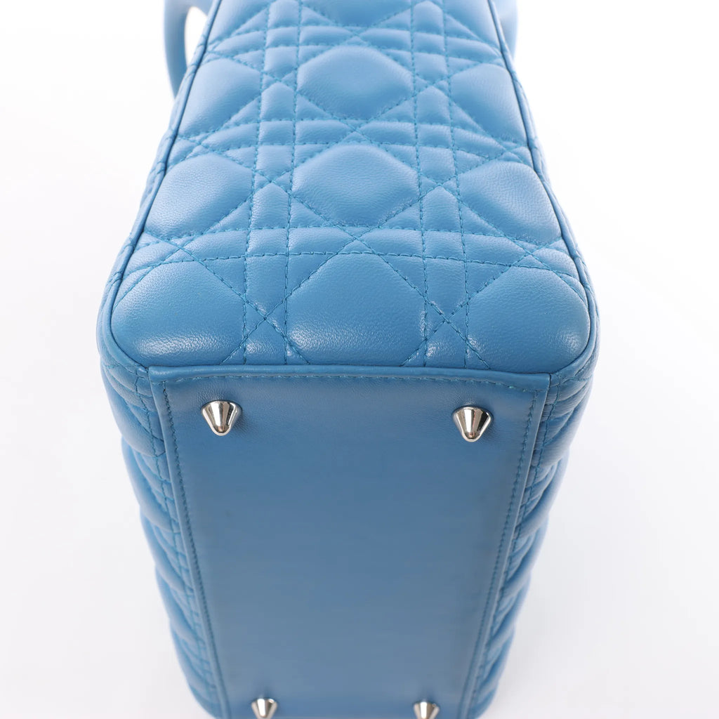 Dior Lady Dior Leather Medium 2Way Handbag in Blue