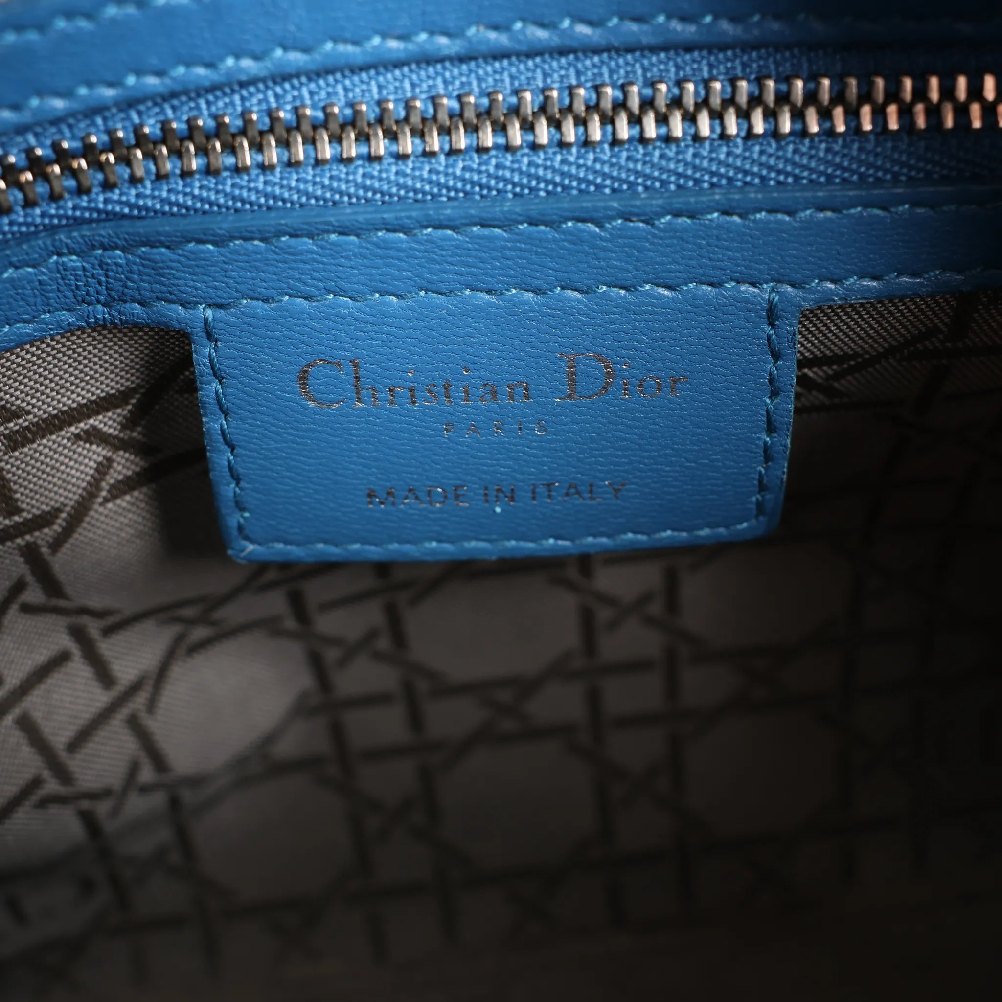 Dior Lady Dior Leather Medium 2Way Handbag in Blue