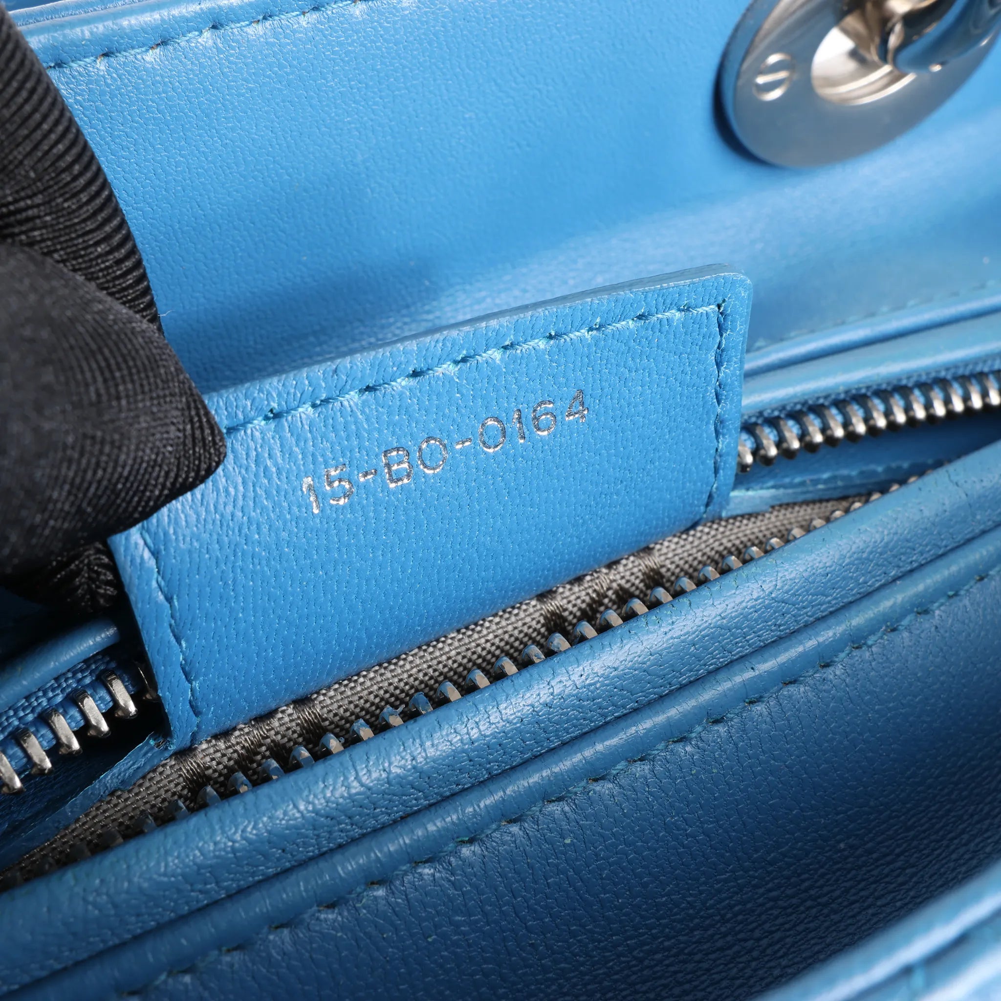 Dior Lady Dior Leather Medium 2Way Handbag in Blue