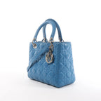 Dior Lady Dior Leather Medium 2Way Handbag in Blue