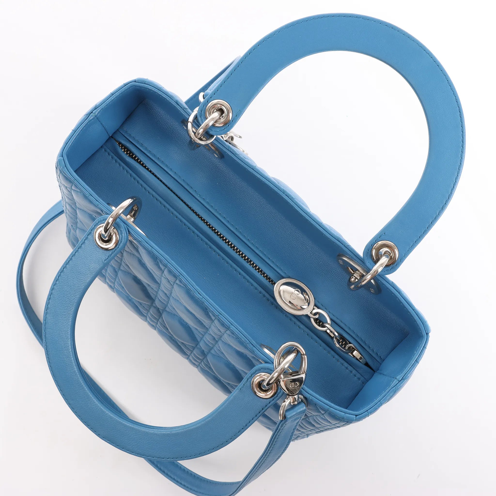 Dior Lady Dior Leather Medium 2Way Handbag in Blue
