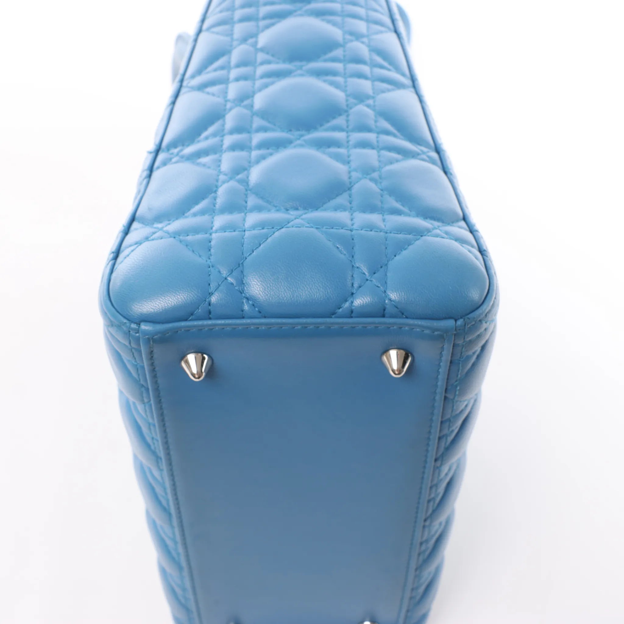 Dior Lady Dior Leather Medium 2Way Handbag in Blue