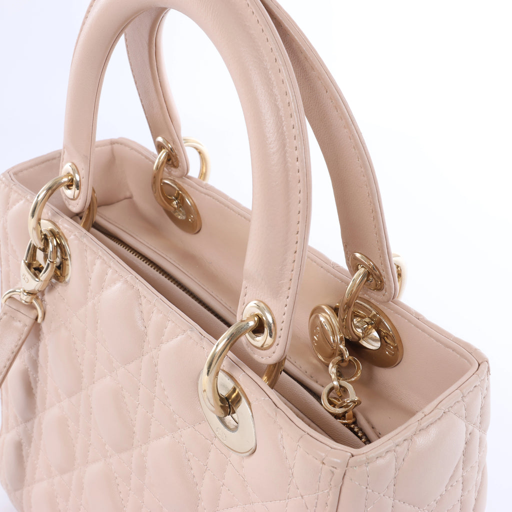 Dior Lady Dior Cannage Leather 2Way Handbag in Pink