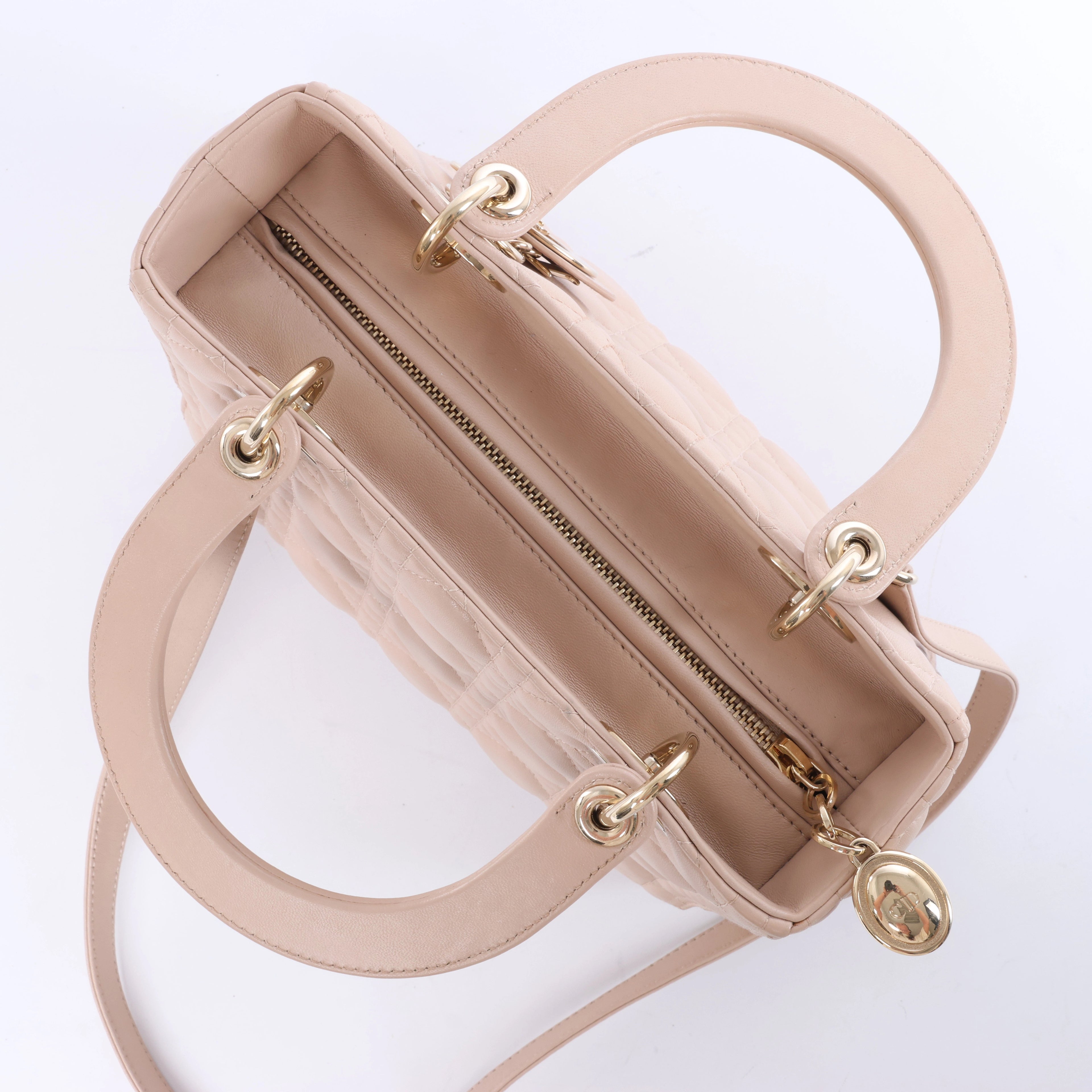 Dior Lady Dior Cannage Leather 2Way Handbag in Pink