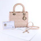 Dior Lady Dior Cannage Leather 2Way Handbag in Pink