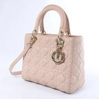 Dior Lady Dior Cannage Leather 2Way Handbag in Pink
