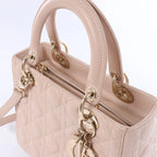 Dior Lady Dior Cannage Leather 2Way Handbag in Pink