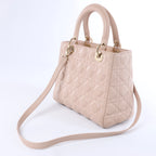 Dior Lady Dior Cannage Leather 2Way Handbag in Pink