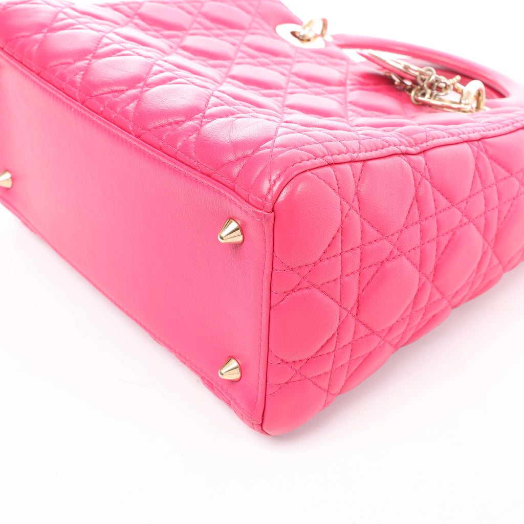Christian Dior Lady Dior Medium Cannage Leather 2Way Handbag in Pink