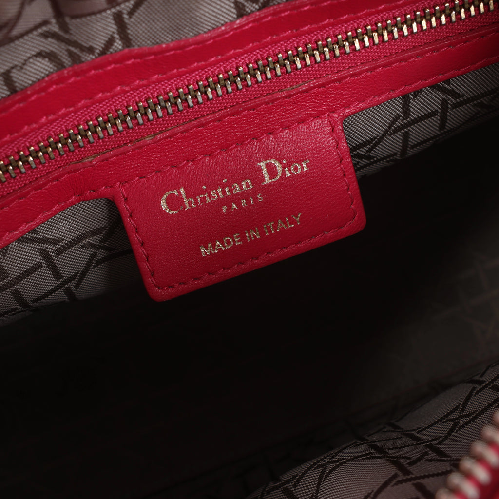 Christian Dior Lady Dior Medium Cannage Leather 2Way Handbag in Pink