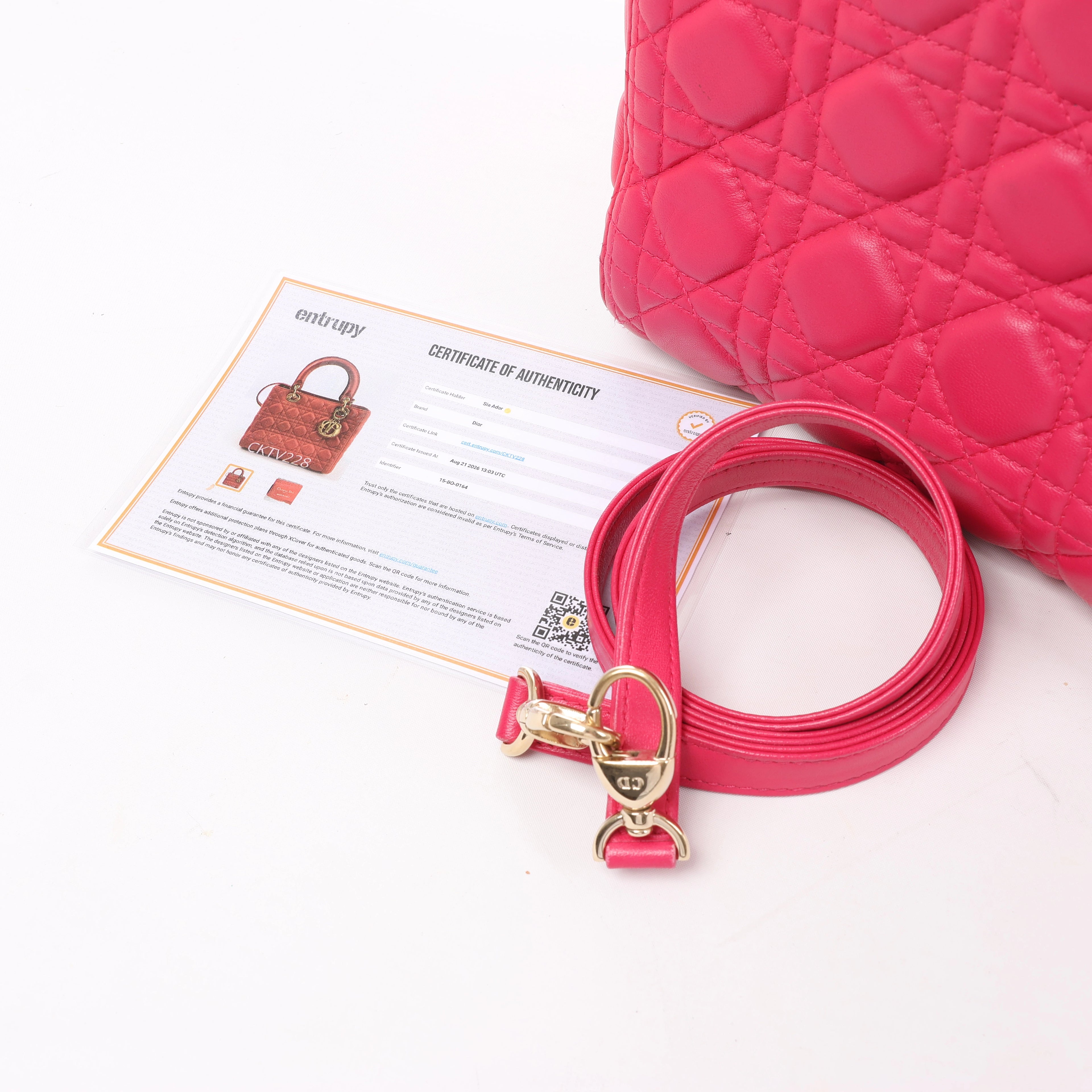 Christian Dior Lady Dior Medium Cannage Leather 2Way Handbag in Pink