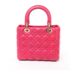 Christian Dior Lady Dior Medium Cannage Leather 2Way Handbag in Pink