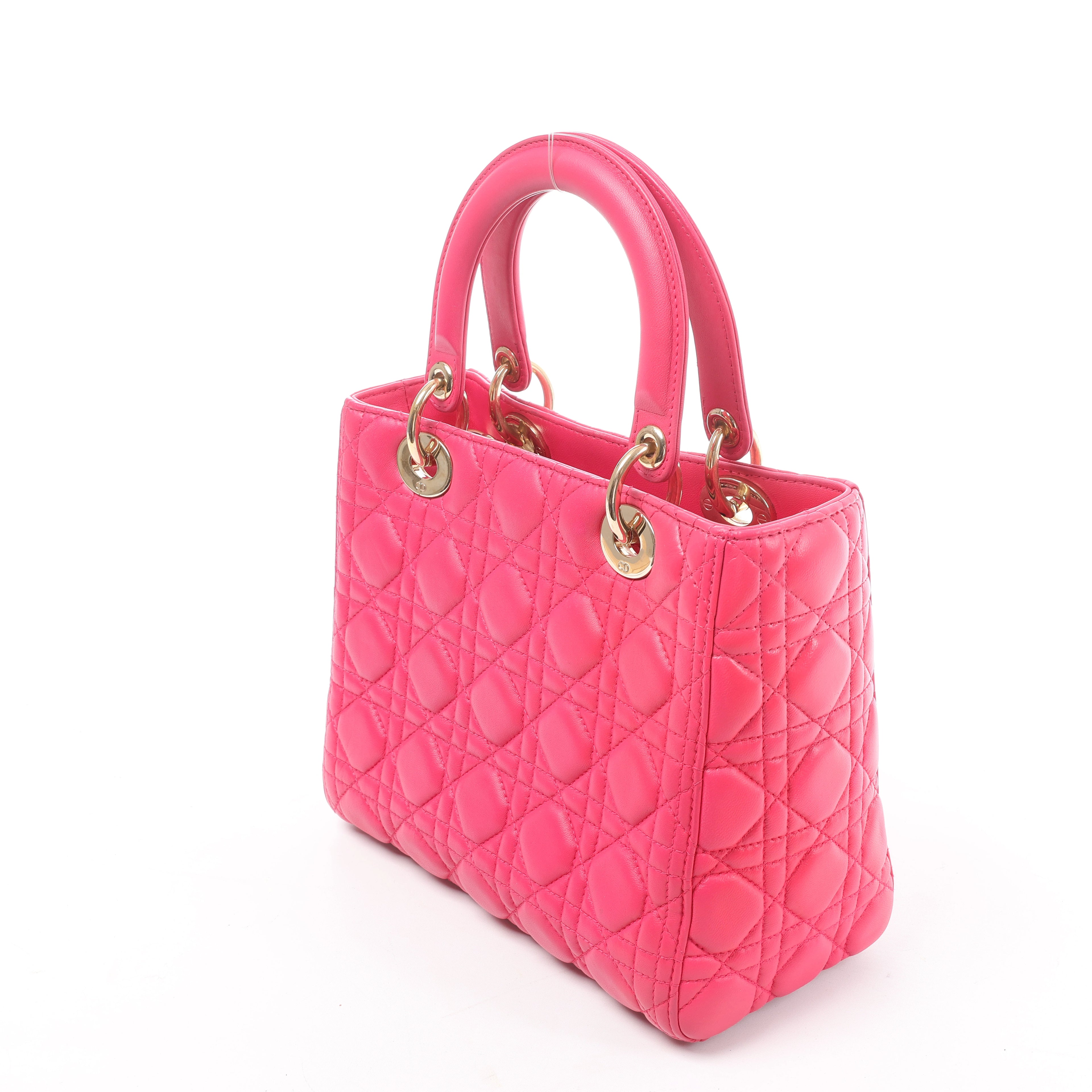 Christian Dior Lady Dior Medium Cannage Leather 2Way Handbag in Pink