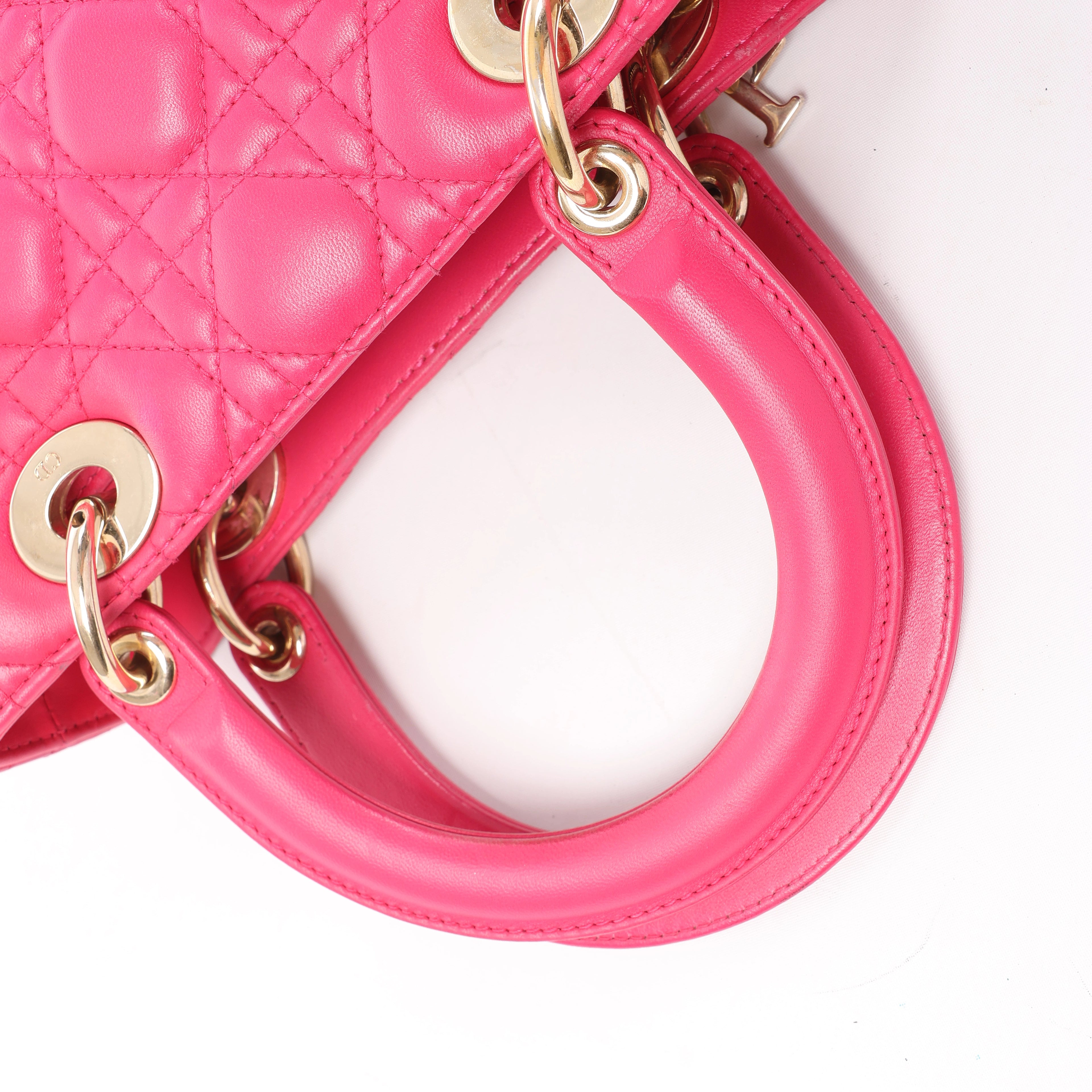 Christian Dior Lady Dior Medium Cannage Leather 2Way Handbag in Pink