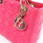 Christian Dior Lady Dior Medium Cannage Leather 2Way Handbag in Pink