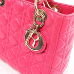 Christian Dior Lady Dior Medium Cannage Leather 2Way Handbag in Pink