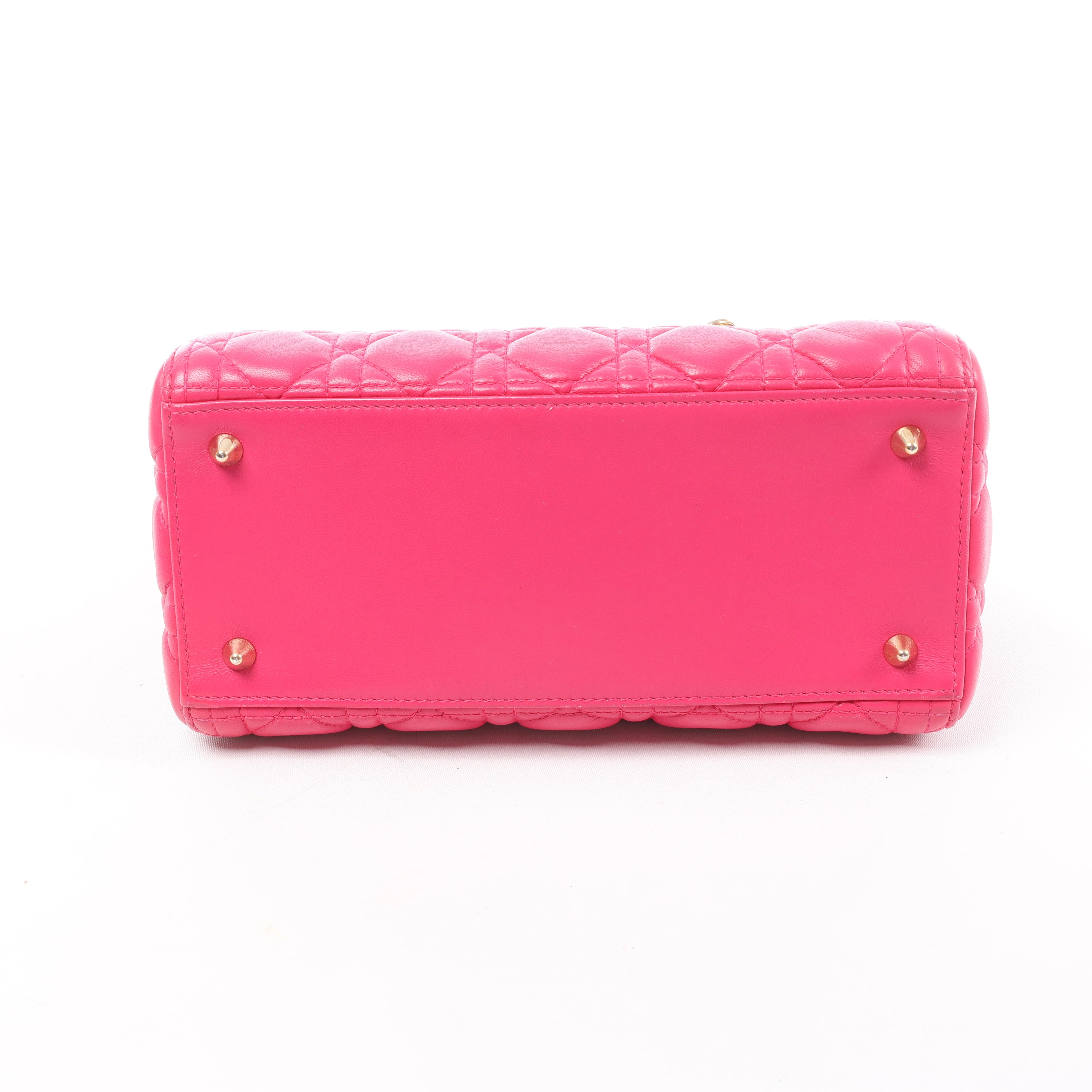 Christian Dior Lady Dior Medium Cannage Leather 2Way Handbag in Pink