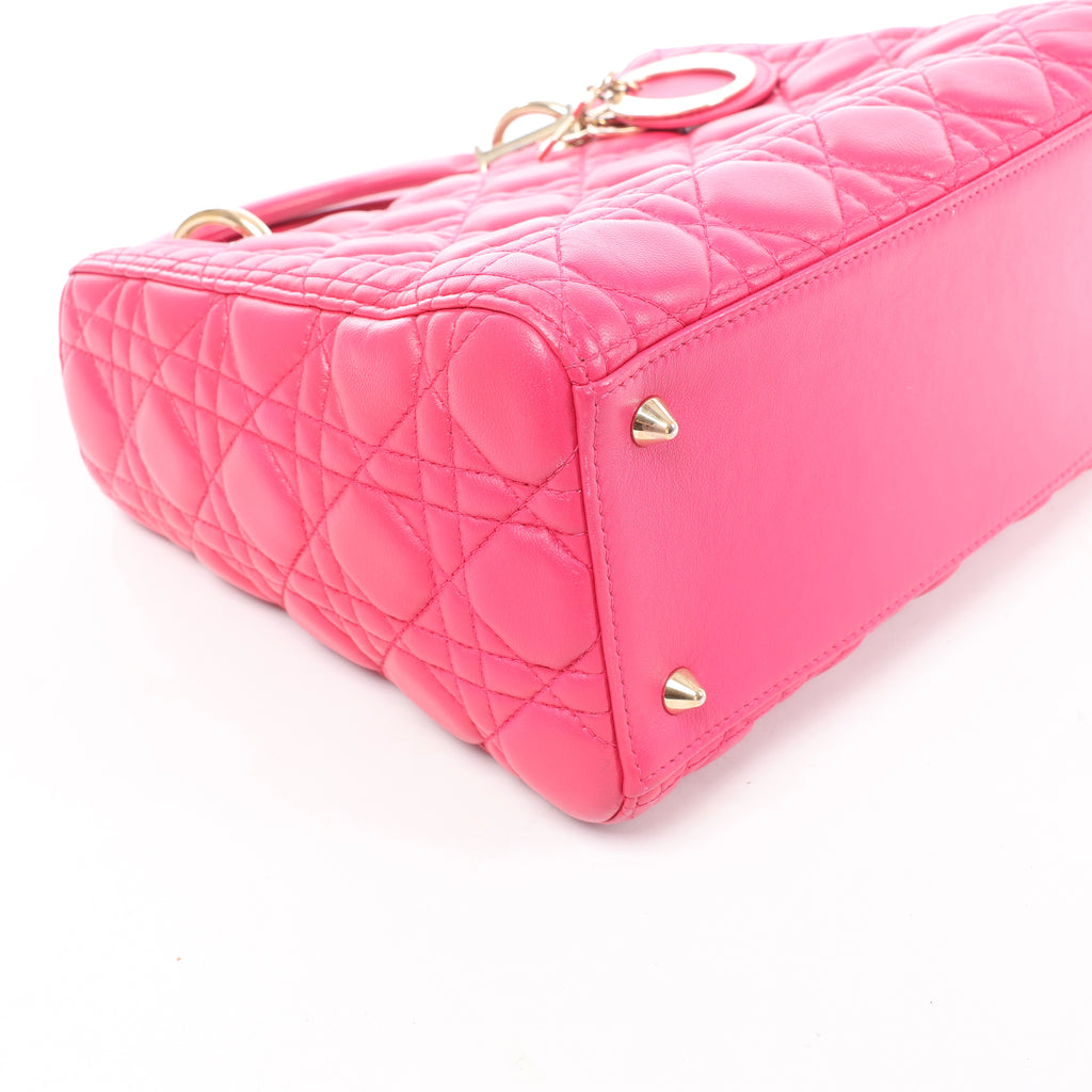 Christian Dior Lady Dior Medium Cannage Leather 2Way Handbag in Pink