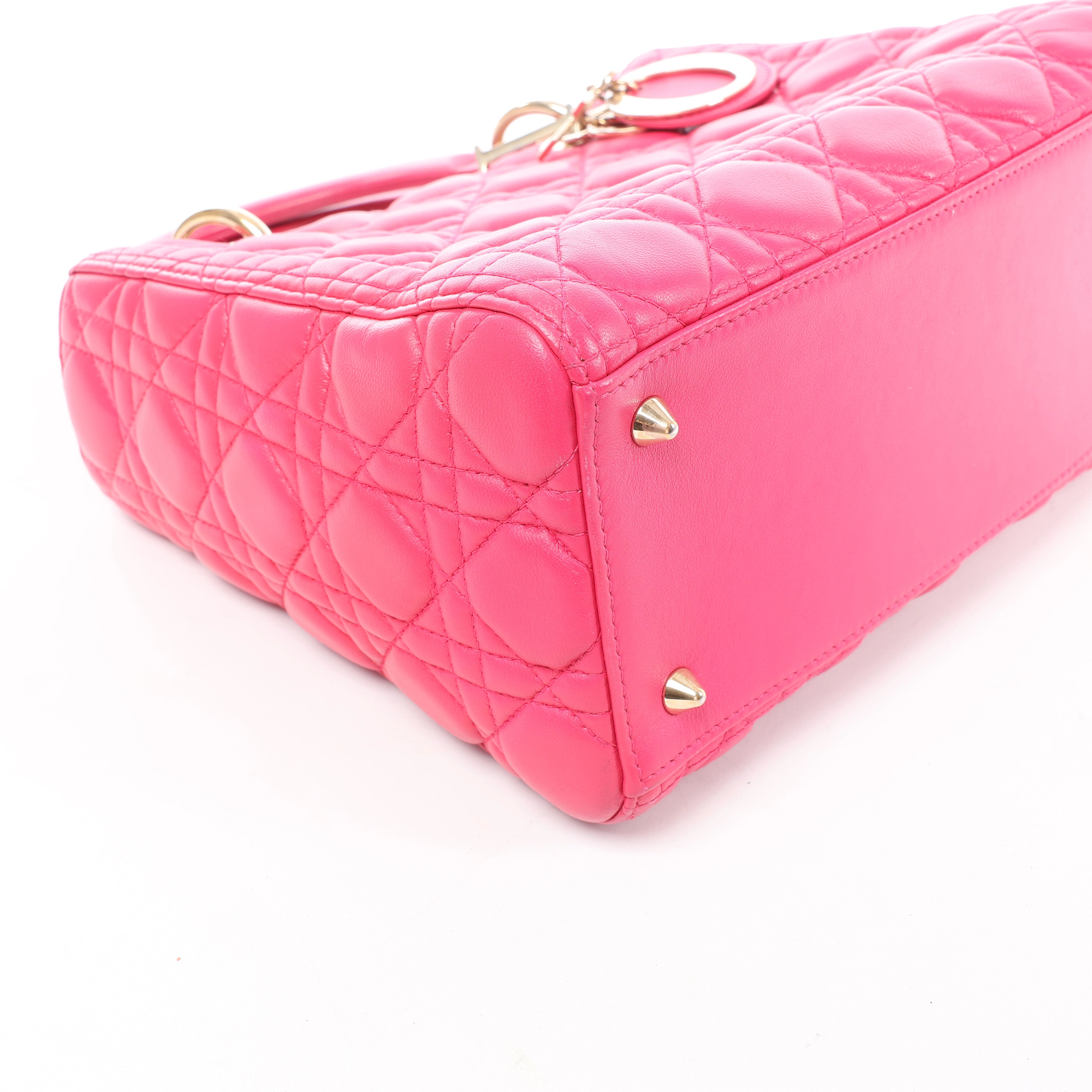 Christian Dior Lady Dior Medium Cannage Leather 2Way Handbag in Pink