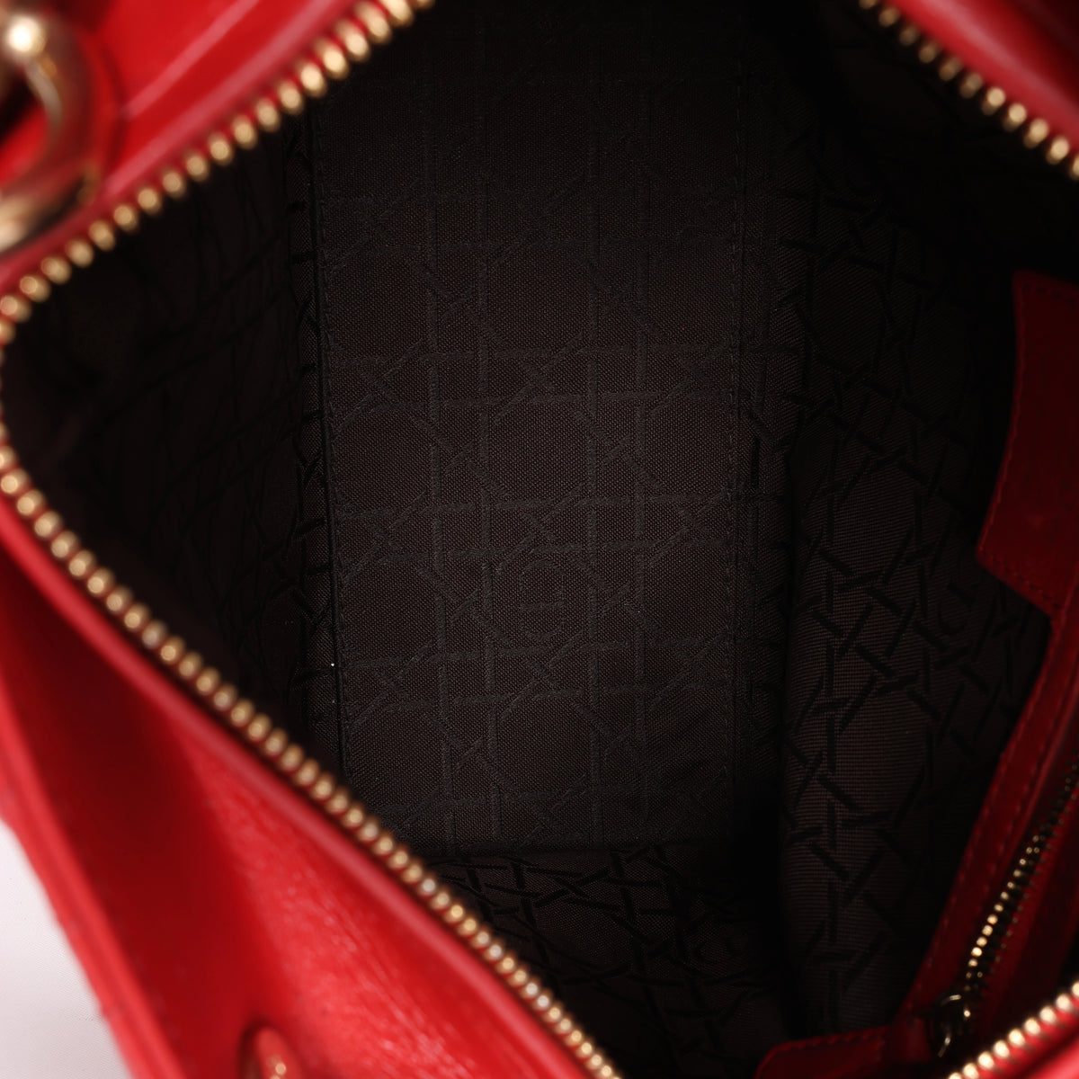 Dior Lady Dior Cannage Leather 2Way Handbag Red