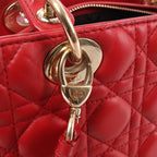 Dior Lady Dior Cannage Leather 2Way Handbag Red