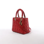 Dior Lady Dior Cannage Leather 2Way Handbag Red