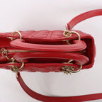 Dior Lady Dior Cannage Leather 2Way Handbag Red