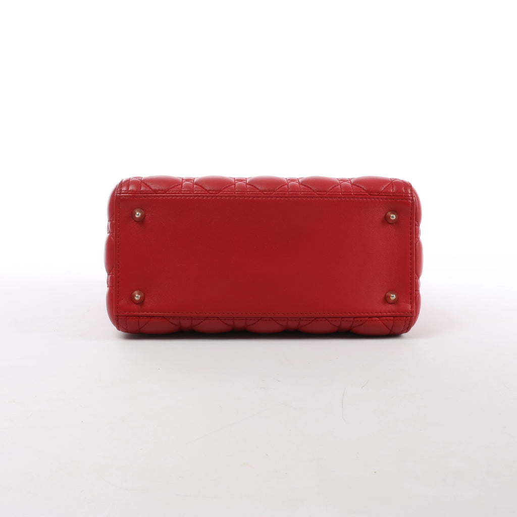 Dior Lady Dior Cannage Leather 2Way Handbag Red