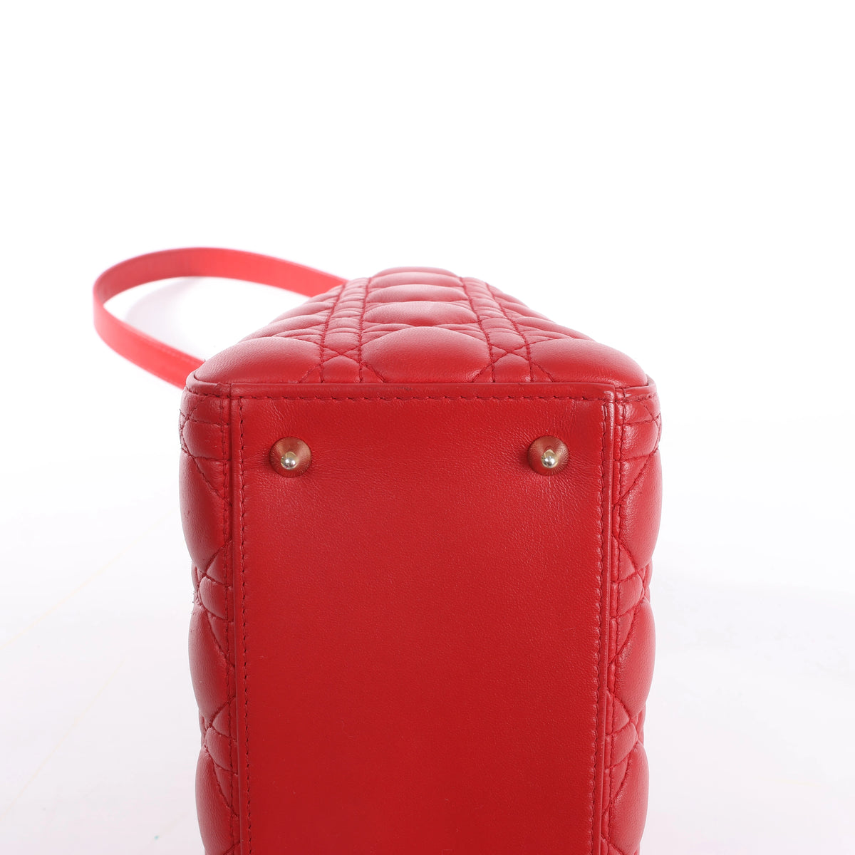 Dior Lady Dior Cannage Leather 2Way Handbag Red