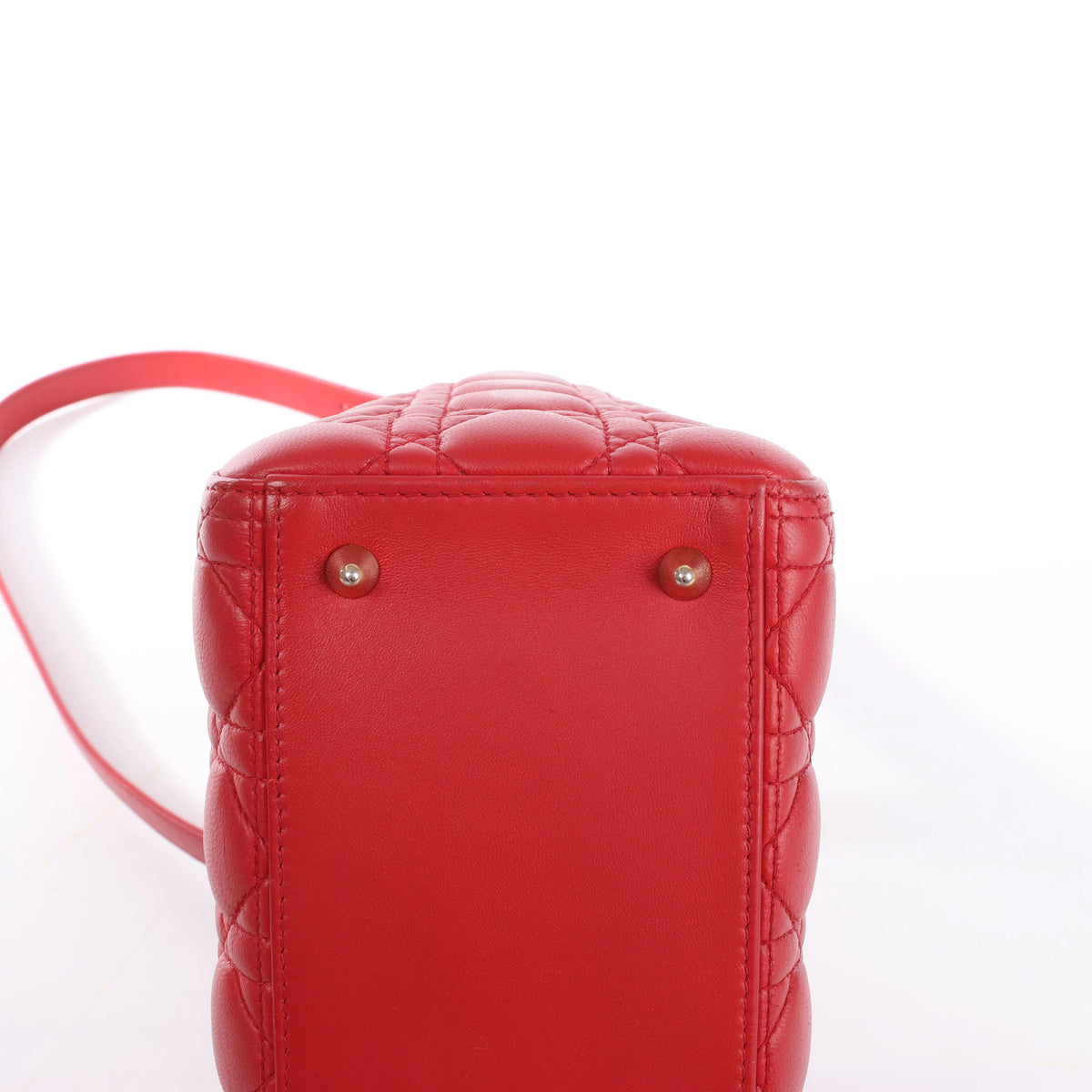 Dior Lady Dior Cannage Leather 2Way Handbag Red
