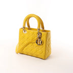 Dior Lady Dior Cannage Leather 2Way Handbag in Yellow