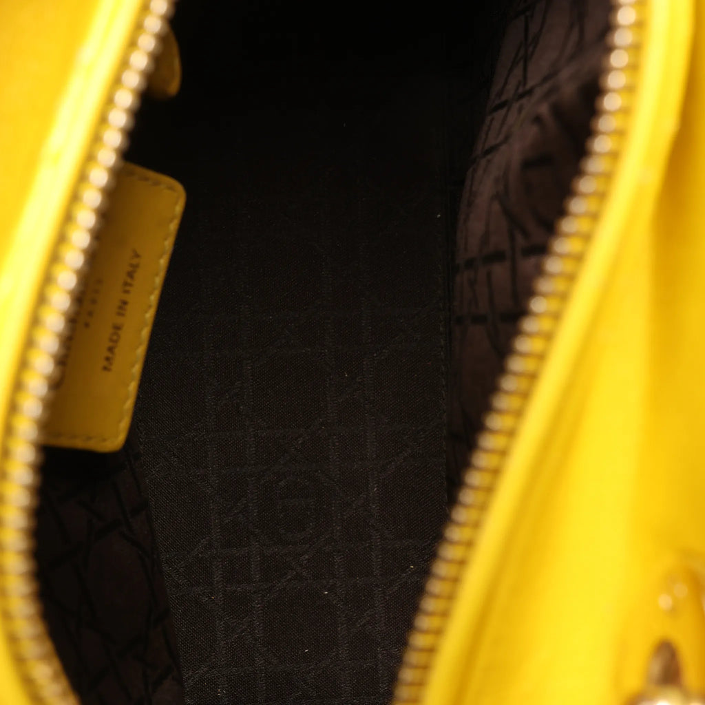 Dior Lady Dior Cannage Leather 2Way Handbag in Yellow