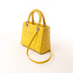 Dior Lady Dior Cannage Leather 2Way Handbag in Yellow