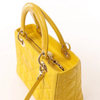 Dior Lady Dior Cannage Leather 2Way Handbag in Yellow