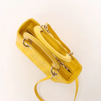 Dior Lady Dior Cannage Leather 2Way Handbag in Yellow