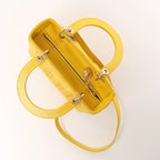 Dior Lady Dior Cannage Leather 2Way Handbag in Yellow