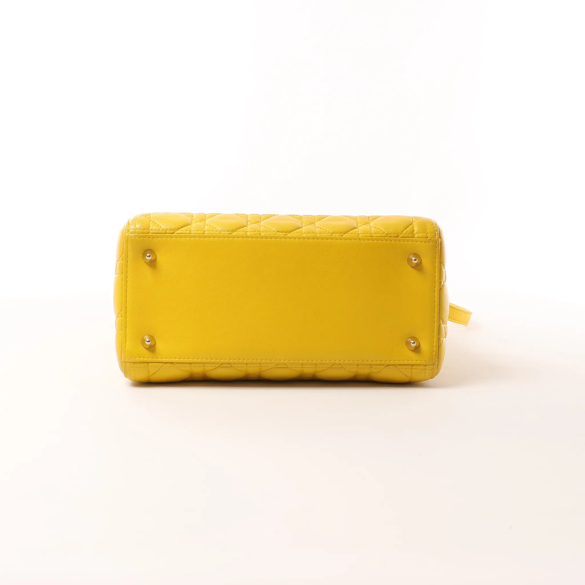 Dior Lady Dior Cannage Leather 2Way Handbag in Yellow
