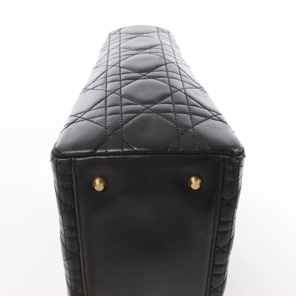 Dior Lady Dior Cannage Leather Handbag in Black