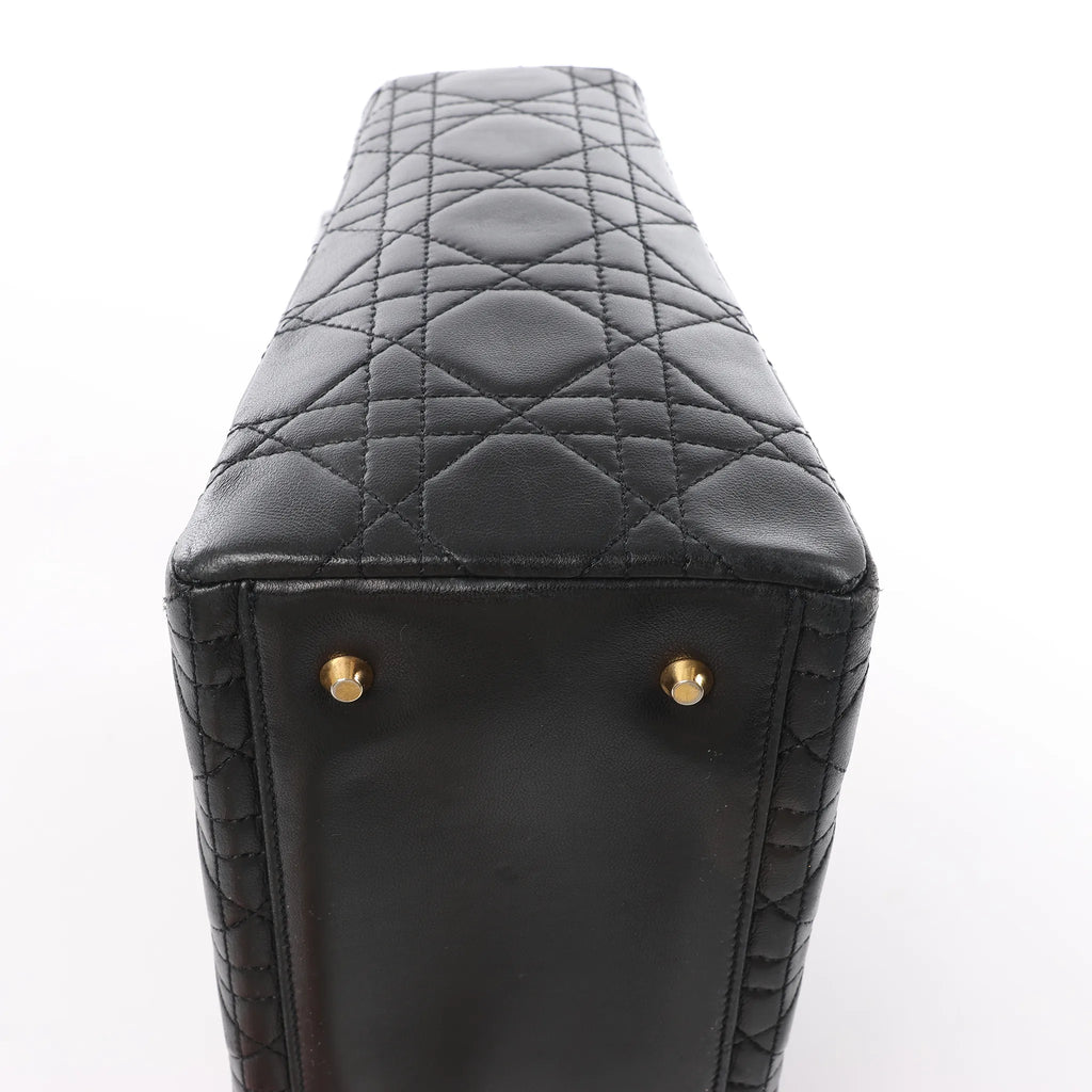 Dior Lady Dior Cannage Leather Handbag in Black