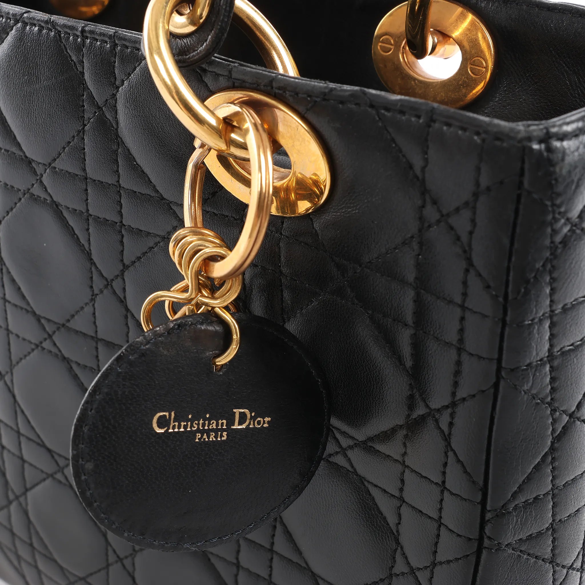 Dior Lady Dior Cannage Leather Handbag in Black