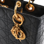 Dior Lady Dior Cannage Leather Handbag in Black