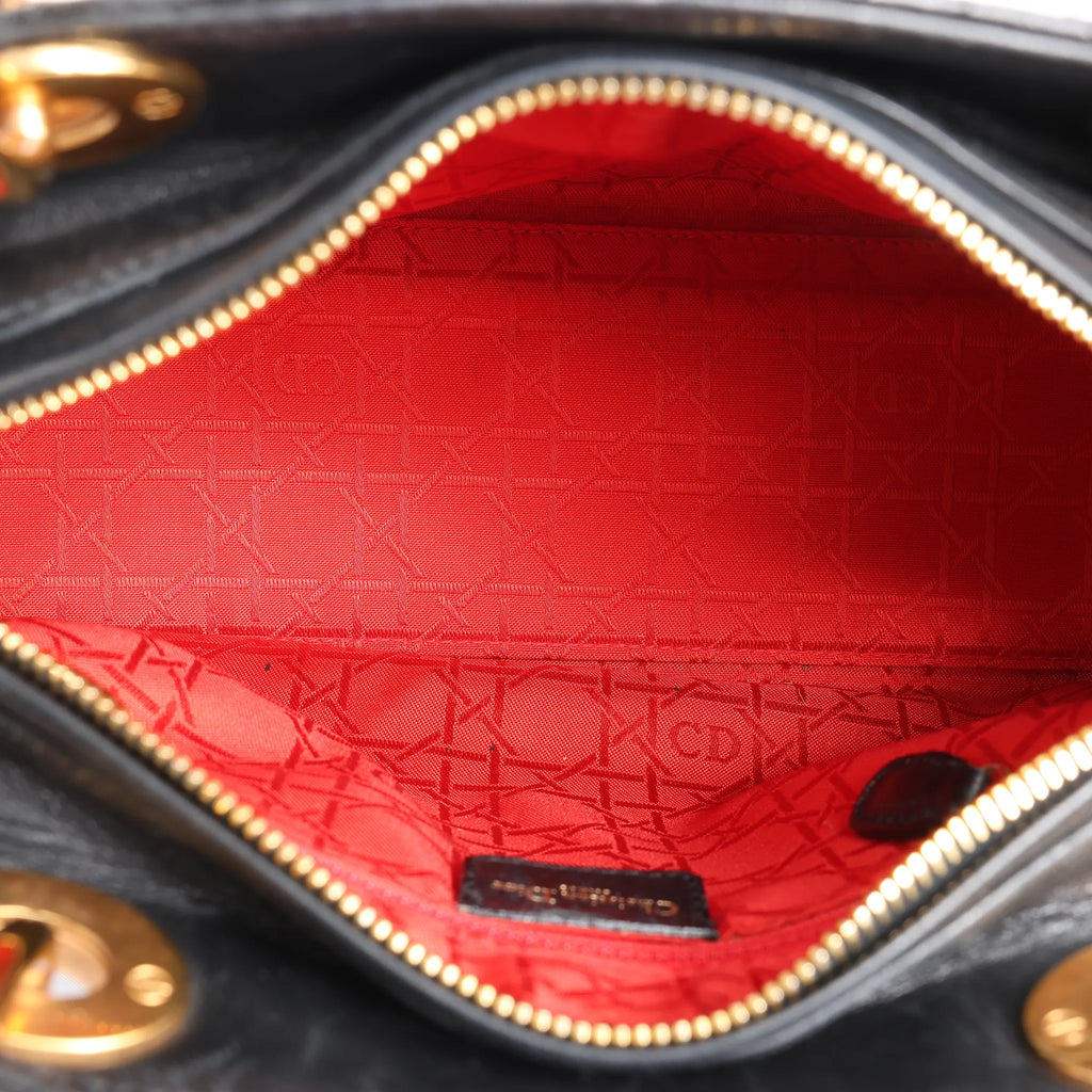 Dior Lady Dior Cannage Leather Handbag in Black