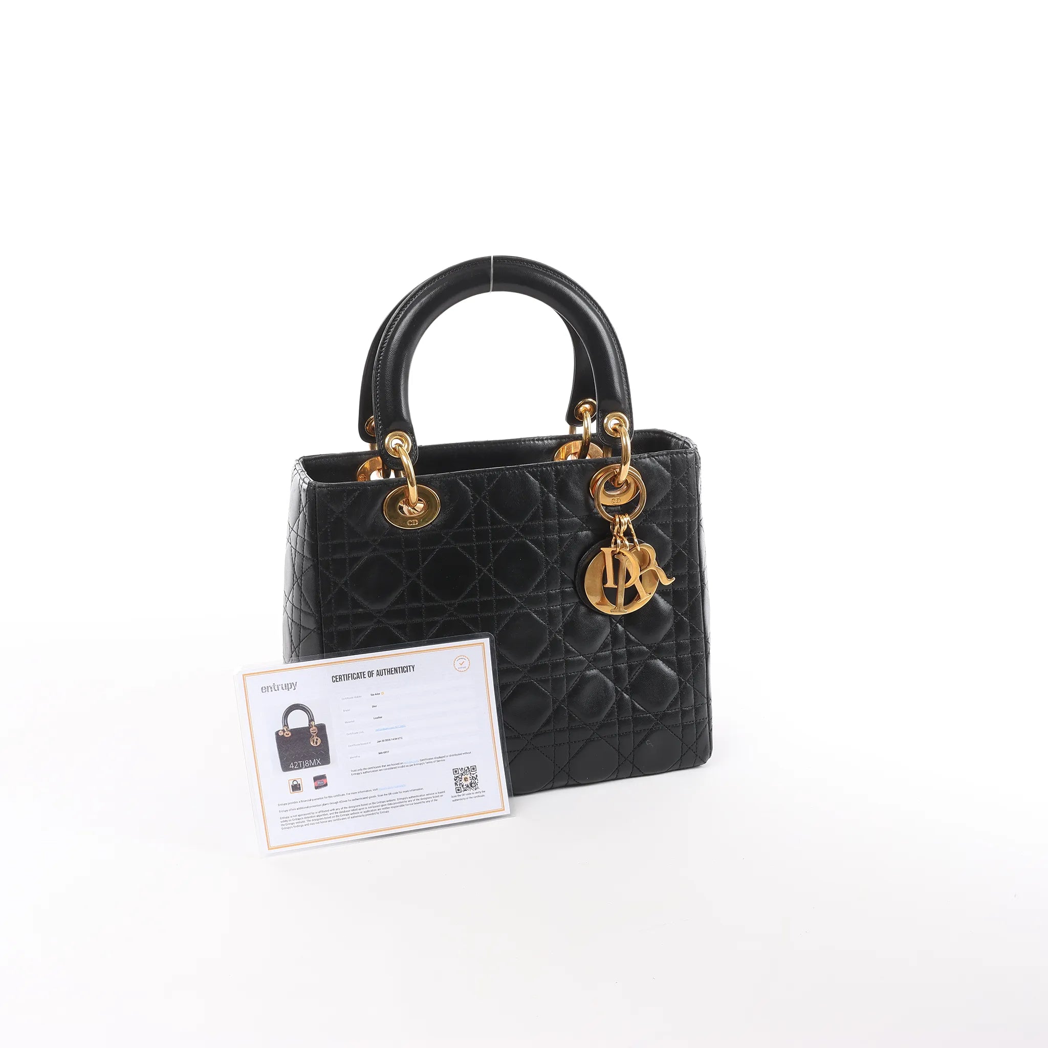 Dior Lady Dior Cannage Leather Handbag in Black