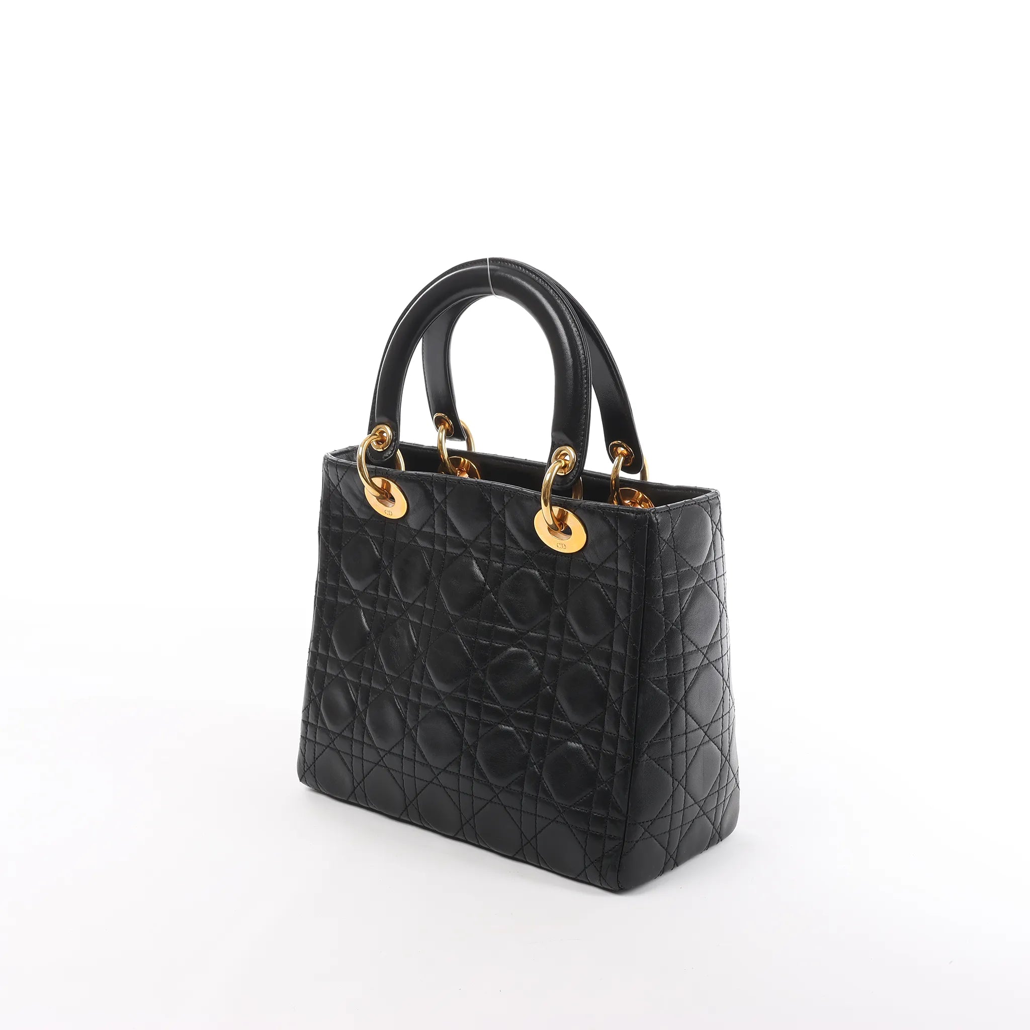 Dior Lady Dior Cannage Leather Handbag in Black